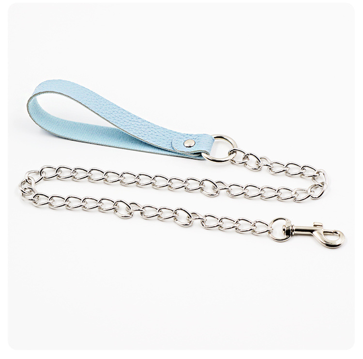 Plush Leather Collar with Metal Traction Chain for Adult Couples — detail image 20
