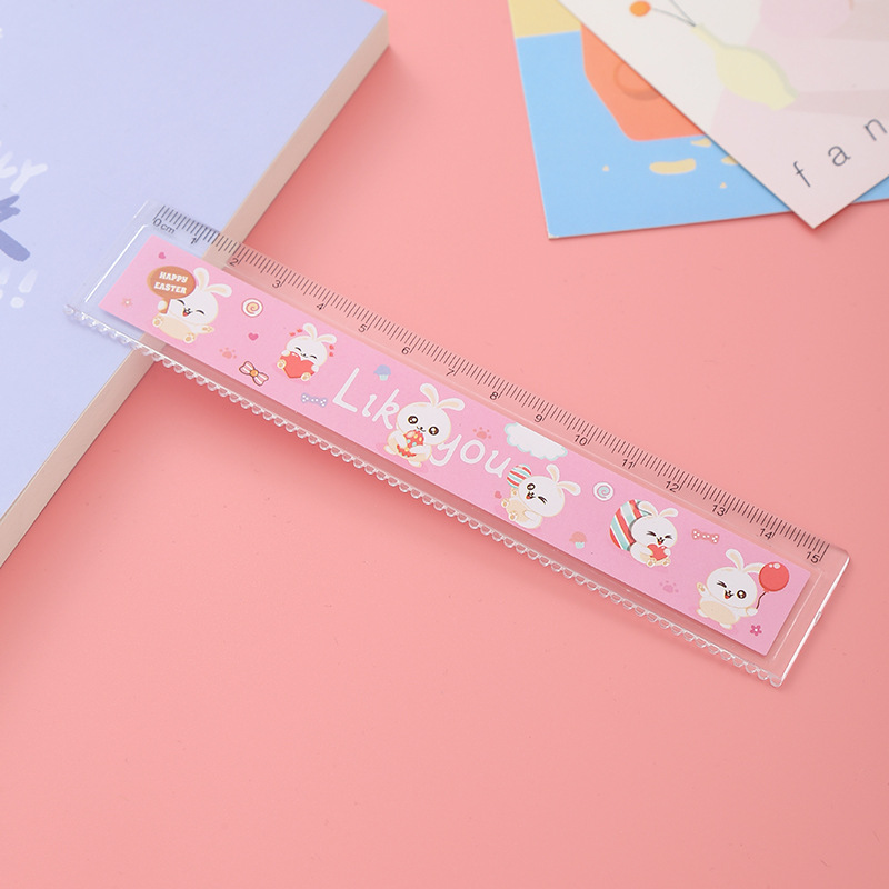 Regla recta de dibujos animados creativos de 15cm regla de plástico de forma especial para estudiantes con papelería multifuncional encantadora premios para niños al por mayor