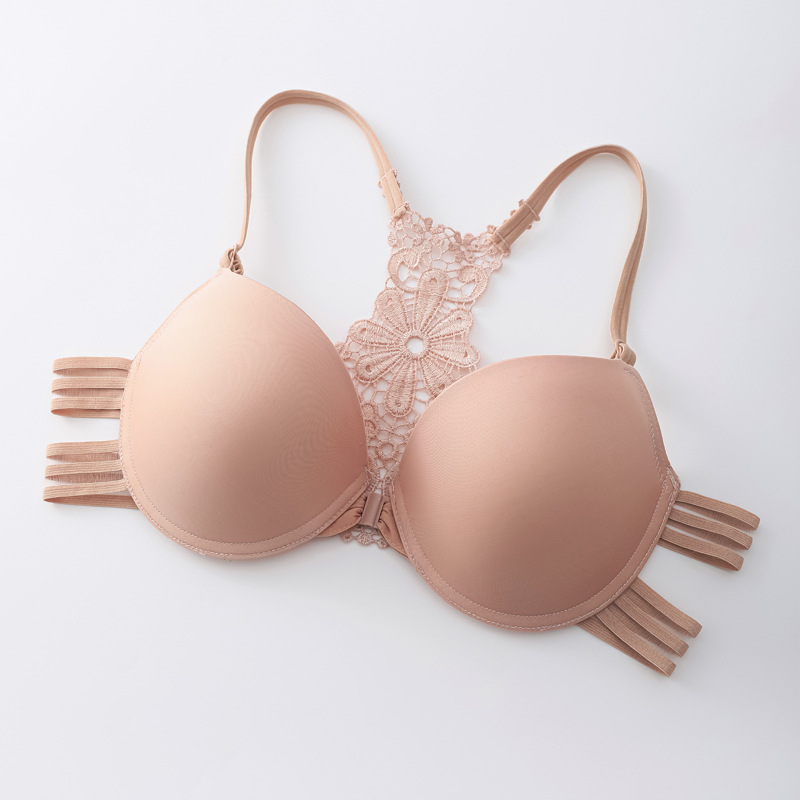 Shantou ropa interior comercio exterior spot frontal hebilla belleza de espalda sujetador sexy reuniendo brillante sin marcas de verano de espalda abierta sujetador pequeño