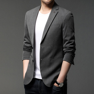 2023 autumn new simple fashion men's casual suit young and middle-aged men's solid color casual suit jacket
