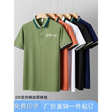 工作服短袖奶茶店火锅店服务员T恤超市促销员工服广告POLO衫印字