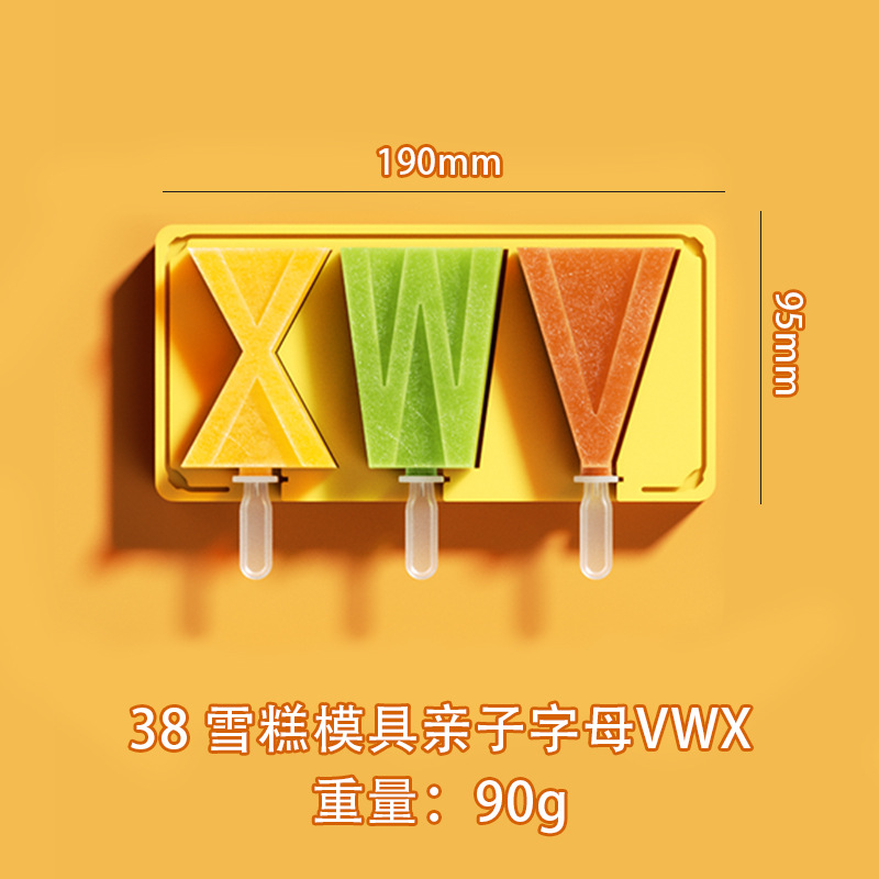 Ranura para tarjeta anti-sesgada de grado alimenticio paleta alfabeto número helado molde de helado de silicona de dibujos animados helado