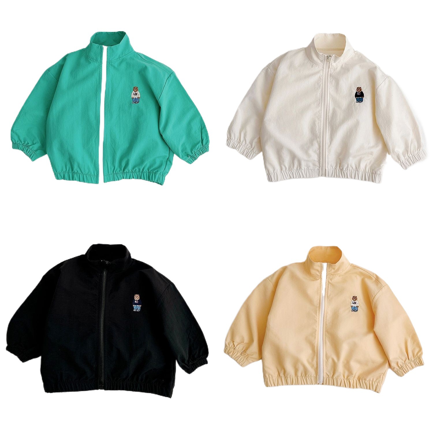 Estilo coreano niños y niñas chaqueta bordada de color sólido a prueba de viento abrigo de protección solar ins collar de soporte para niños ropa de protección solar moda