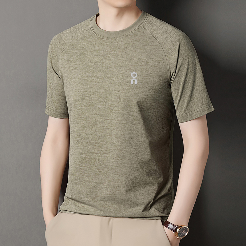 Summer New Cross-Border Men's Casual Round Neck Short-Sleeved T-Shirt Middle-Aged Fashion Versatile Breathable Top