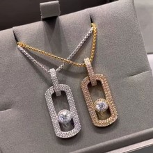 欧美风梅家竖钻单钻滑动项链法式简约百搭轻奢灵动满钻大牌毛衣链