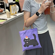 ins风卡通手提包学生上班族便携便当包大容量可爱印花小众手机包