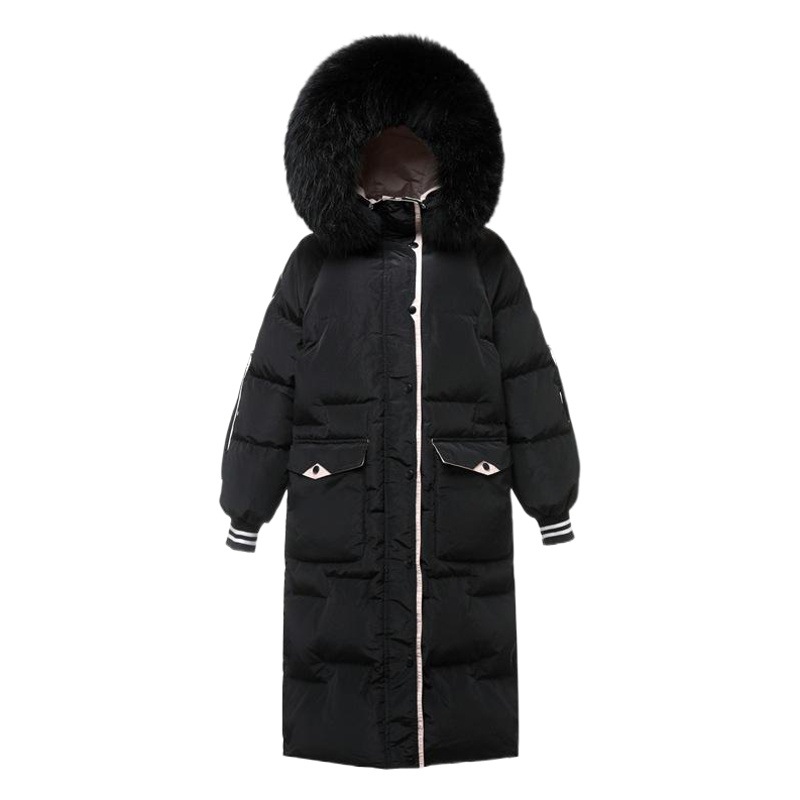 A generation of 2024 Korean version of the long knee-length contrast chubby girl extra large plus fat women's padded down jacket 184