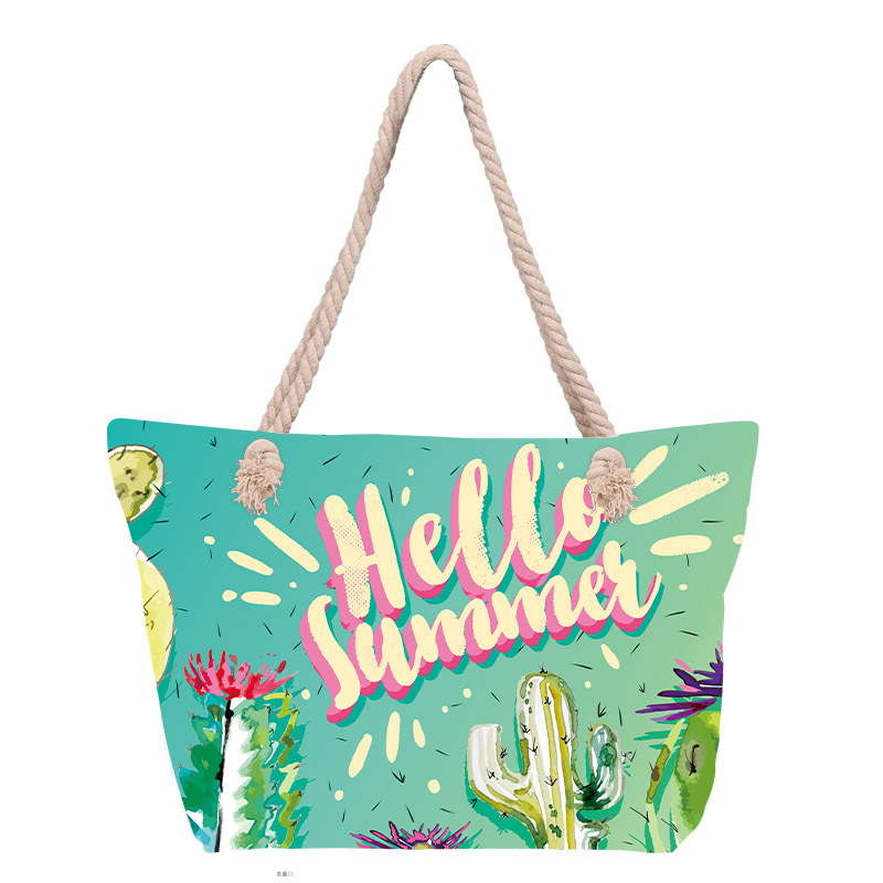 Bolso de playa para mujer de nuevo estilo, bolso de lona, impresión digital, estilo de pintura al óleo, bolso de hombro de vacaciones de ocio de gran capacidad, bolso