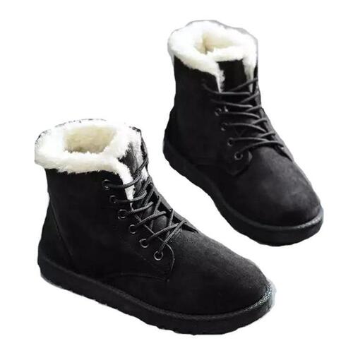 2025 Fall/Winter Student Snow Boots for Women: Short Ankle Boots, Warm Lined, Lace-Up, Flat Heel, Trendy Korean-Style Cotton Shoes