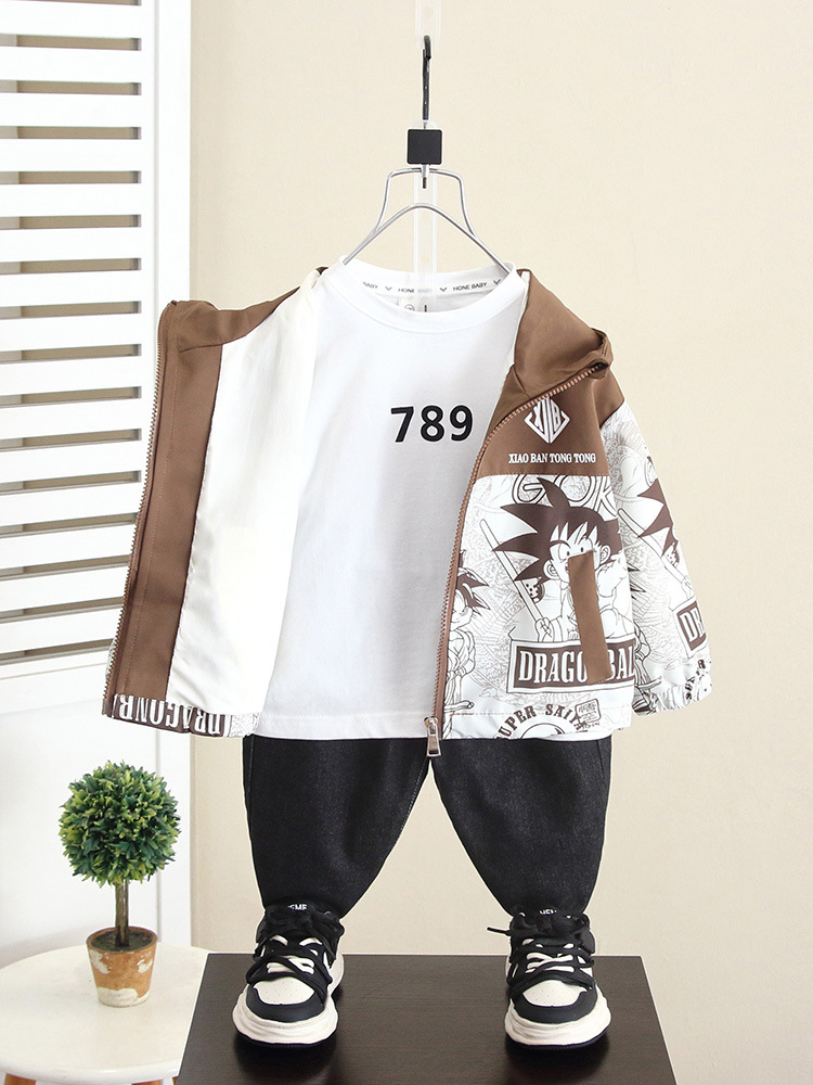 5975 Chaqueta de chaqueta para niños Primavera y otoño 2025 Nuevo estilo Cool y guapo Chaqueta de otoño para niños Chaqueta de moda