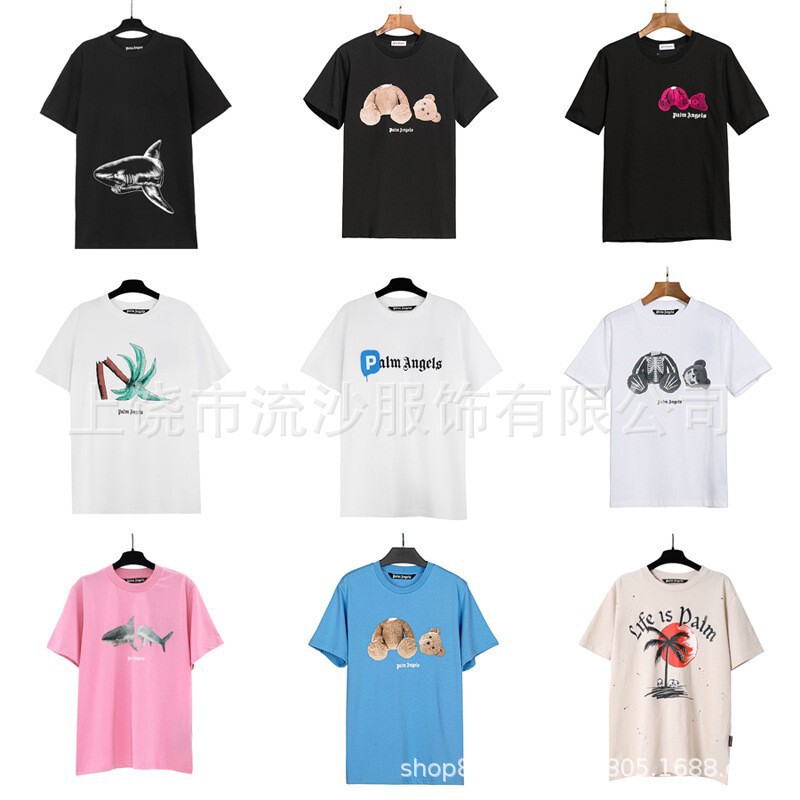 Correct Version of Palm Short-Sleeved Palm Angel Beheaded Bear Angels Butterfly Print T-Shirt Teddy Bear Half-Sleeved