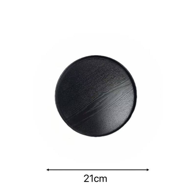 日本式の木の黒色のトレーの実木の家庭用はお茶の杯のお菓子のお茶の皿の高級感の実木の皿の食事の皿を置きます。|undefined