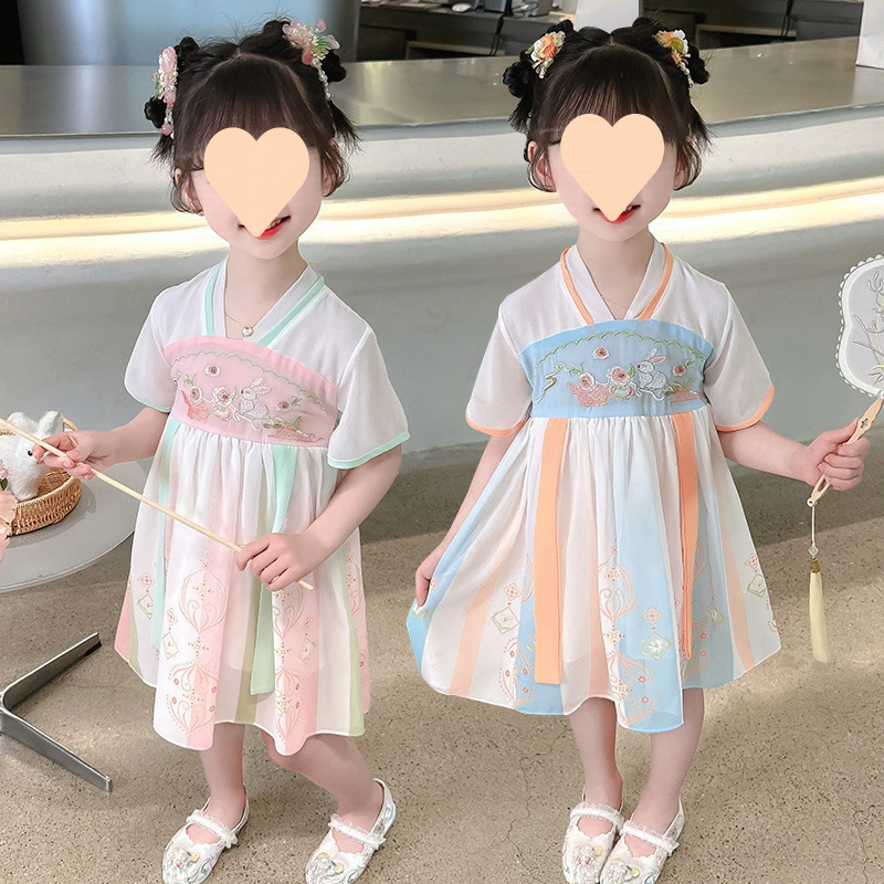 Детский Ханфу для девочек, летний стиль, древний стиль для детей, малышей, китайский стиль, маленьких детей, сказочный стиль, больших детей.