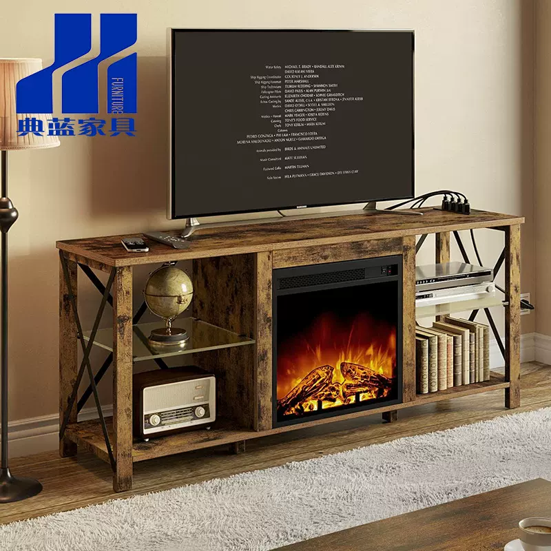 Amazon亚马逊爆款板式电视柜带LED壁炉跨境外贸简约现代工厂定制