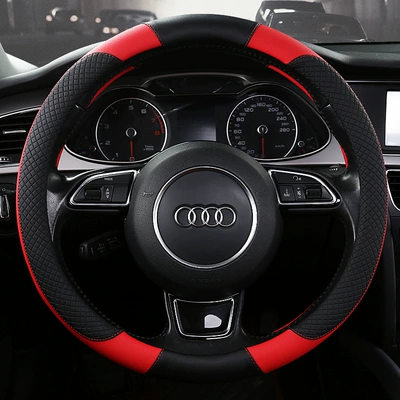 Universal seat cover — steering wheel cover leather sports non-slip - passion-red-round