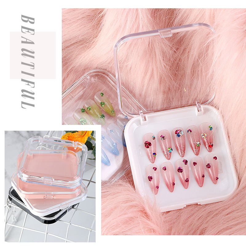 Transparent wearable storage box dust-proof box high permeability nail art false nail finished work storage Display Box Wholesale