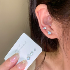 S999 スターリングシルバー ジルコン イヤリング 6点セット 睡眠用 イヤリング 取り外し不要 レディース 高級イヤリング