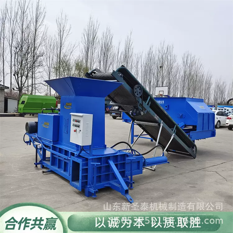 玉米秸秆卧式打包机油电两用青储饲料液压套袋压块机