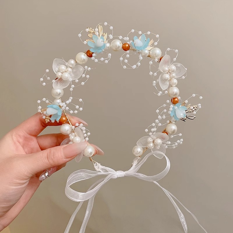 Tocado de la corona de los niños de la princesa Mori Garland Super Hada de la boda de la flor del tocado de La Flor de la diadema de la muchacha exquisita diadema horquilla