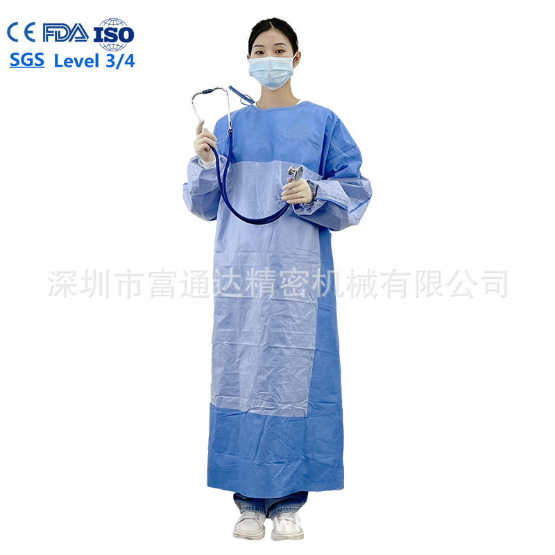 民用AAMI 3级一次性PP隔离衣无纺布SMS连体手术服化疗服蓝色45克