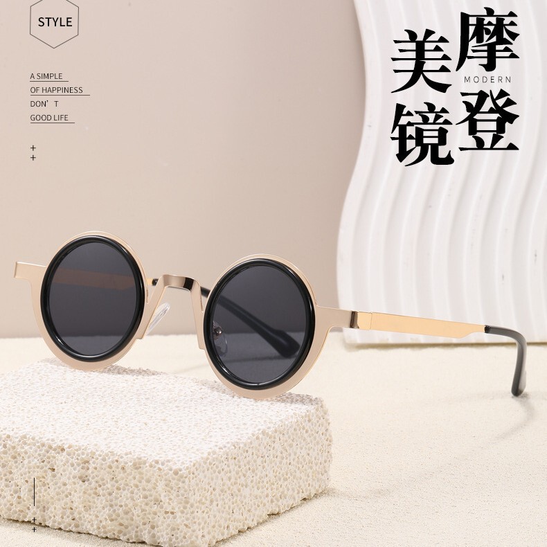 Oval small frame sunglasses steampunk metal new sunglasses European and American retro fashion sunglasses women's 9454