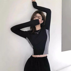 甘辛いショートtシャツの底のシャツの女性の早秋のガードルの中にジャズダンスの服のジャズの上着のデザイン感があります。