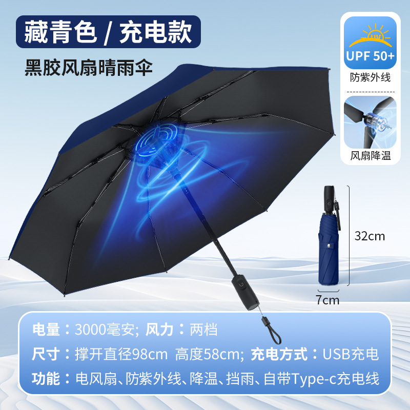 네이비 블루 70% off 모델(USB 충전 모델 + 리튬 배터리 3000Ah + 2풍속)