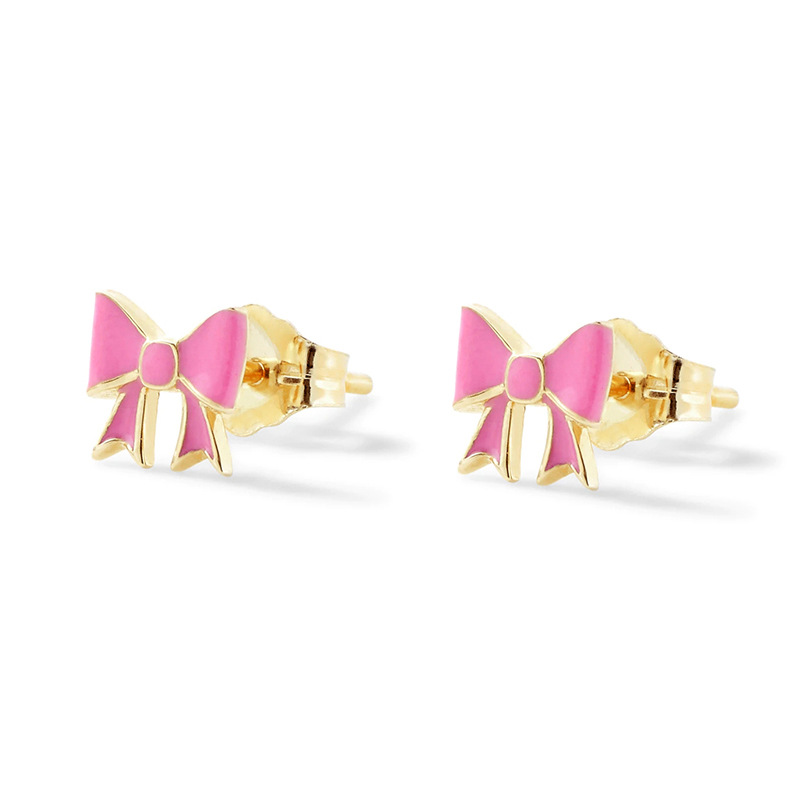 Women's Gender Enamel, Plating Design 1 Pair 925 Sterling Silver Bow Knot Ear Studs