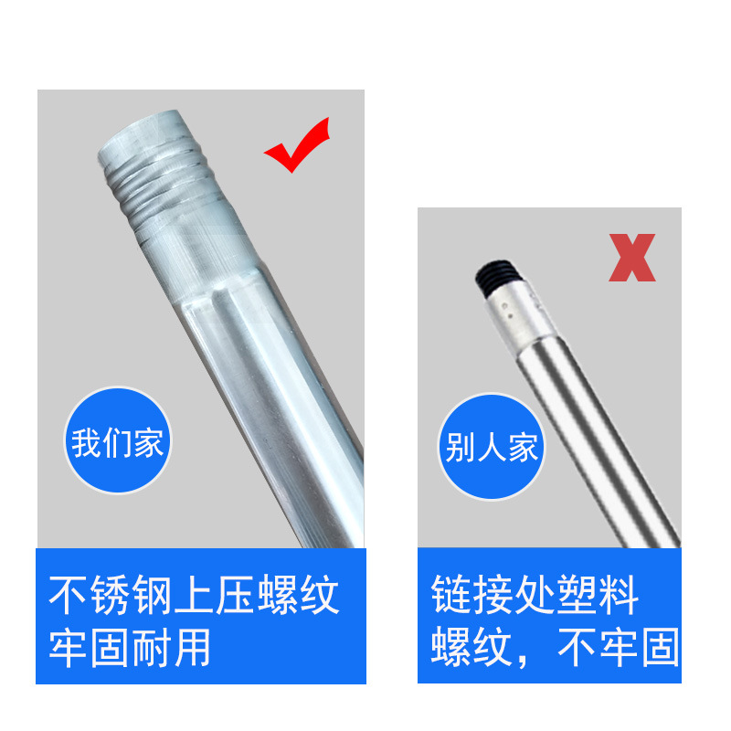 Escoba Polo tres fregona barra al por mayor fabricantes americano alemán hilo plástico accesorios universales varilla de acero inoxidable varilla