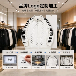 女装欧美卫衣女款定制LOGO波点外套女秋季新款运动立领卫衣女开衫