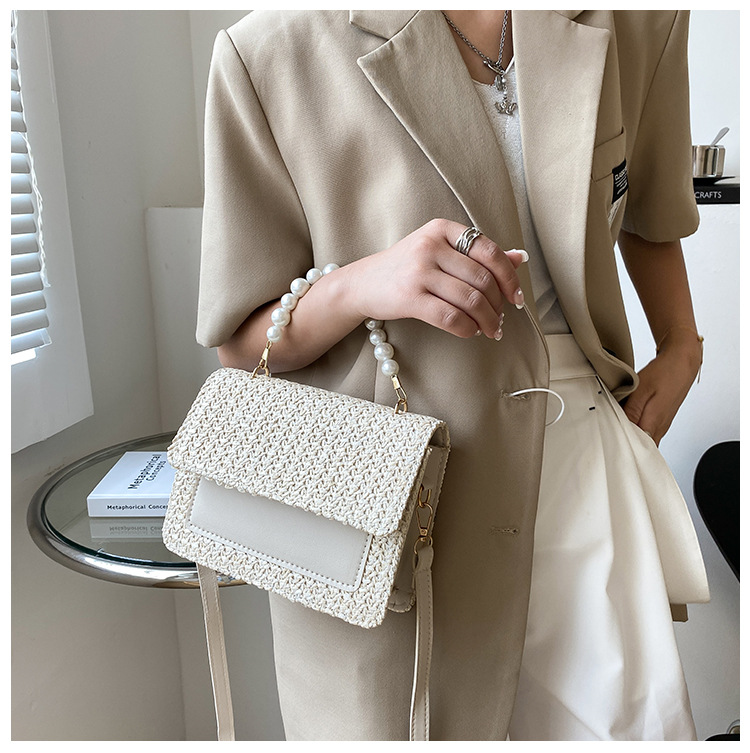 Color Block Pattern All Seasons Season Women's All Seasons Straw Elegant Handbag