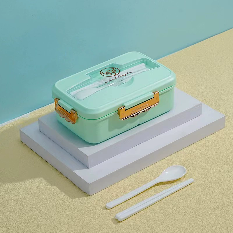 Ланчбокс для студентов Bento, 3 отделения, микроволновый ПП с прибором (ложка/вилка/палочки)