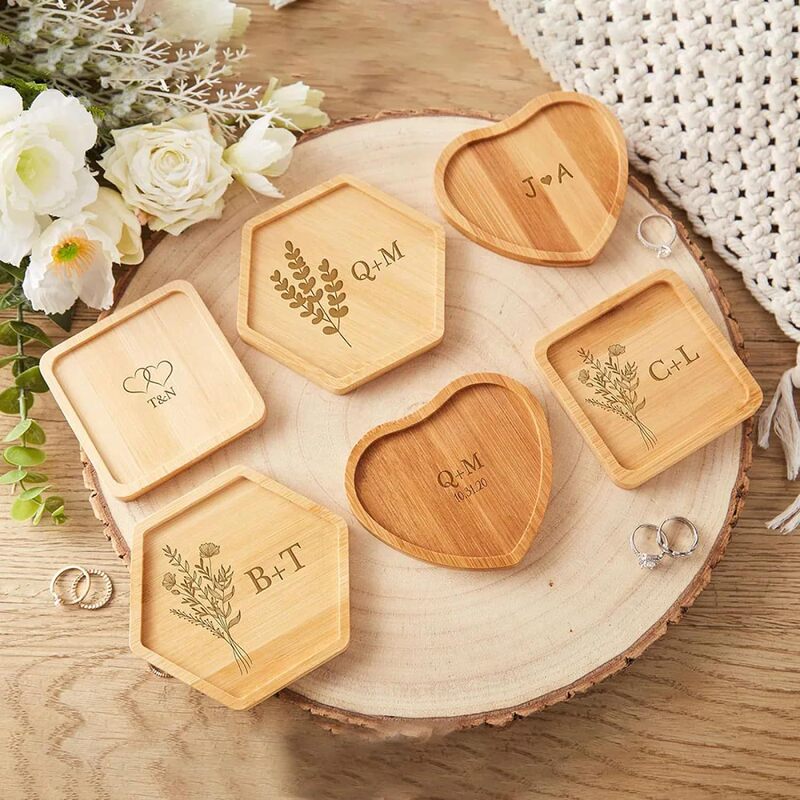 Wooden Jewelry Plate Jewelry Earrings Display Plate Key Ring Storage Tray Wedding Ring Plate Solid Wood Display Plate