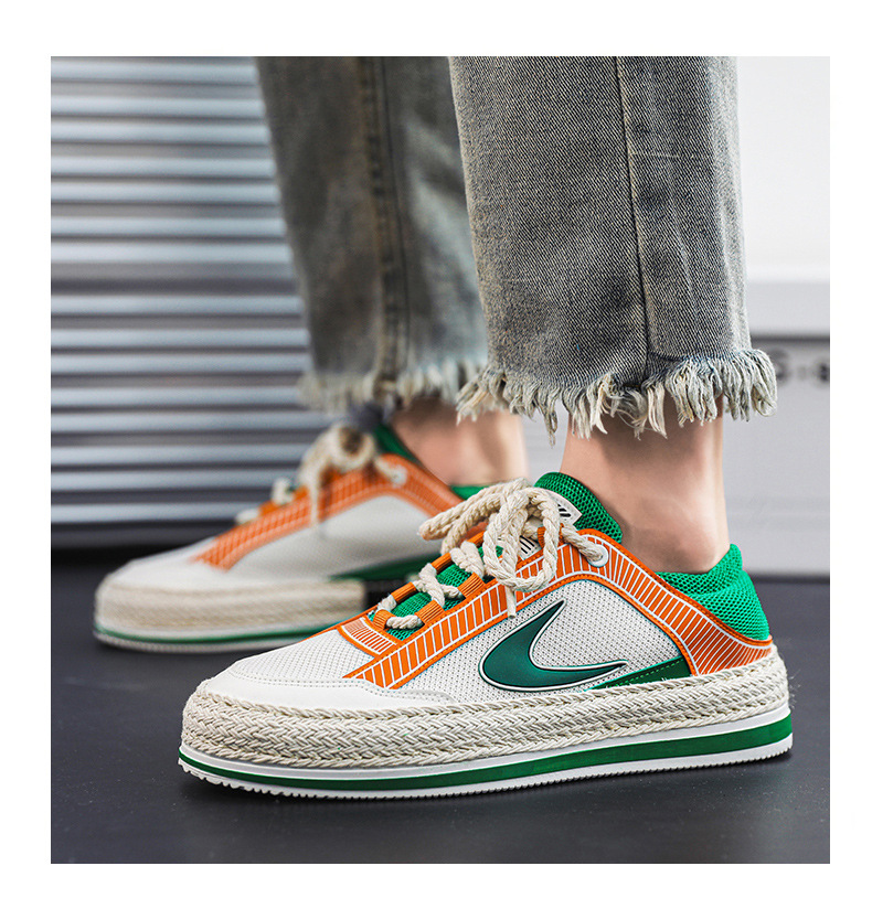 Scarpe da uomo autunnali Nuove scarpe sportive in mesh Un pedale Scarpe da marea intrecciate in paglia a doppio scopo con fondo spesso Scarpe casual da studente traspiranti da uomo_voghion.com