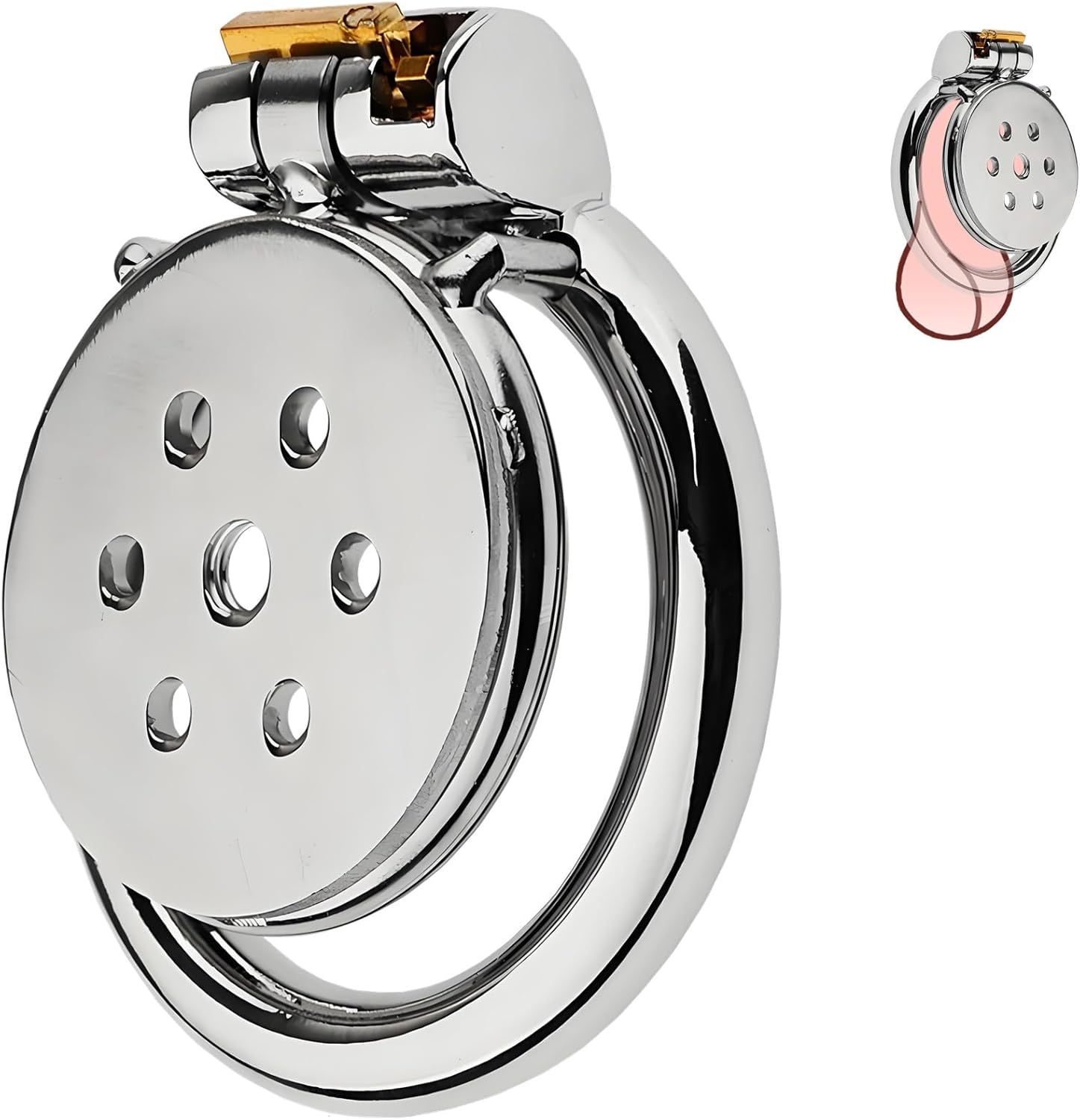 Men’s Stainless Steel Birdcage Chastity Cage with Lock, Manual Restraint Device — detail image 5
