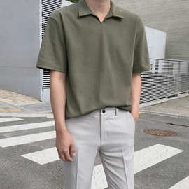 男装短袖T恤韩版潮流夏季新款简约男装翻领polo衫半袖上衣