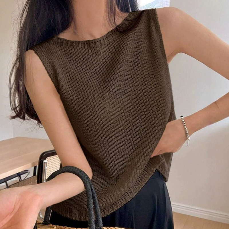 Foreign trade cross-border Europe and the United States Amazon source manufacturers sweater women's crew neck pullover vest simple spring and summer