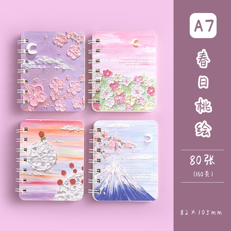 Bobina de dibujos animados de niña corazón pequeño cuaderno lindo mini portátil trompeta cuaderno de tareas de papel cuaderno de bolsillo