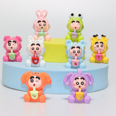 夜光ピクセルミルクティーカップクレヨンしんちゃん樹脂萌え粒diyアクセサリー立体潮游公仔置物