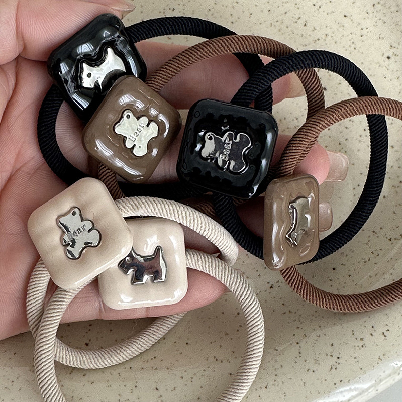 Stile coreano di alta qualità cucciolo di orso quadrato elastico coda di cavallo corda per capelli palla testa corda alta elastico nuovo tutto-fiammifero accessori per capelli_voghion.com