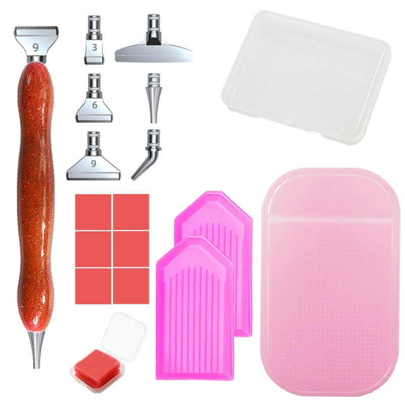 Diamond Pen Tool Set, Multi-Color Handle, Metal Heads & Diamond Bits, Compact Case