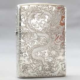 ZIPPO之宝防风煤油打火机925纯银盔甲五面 龙纹吉祥 东方巨龙