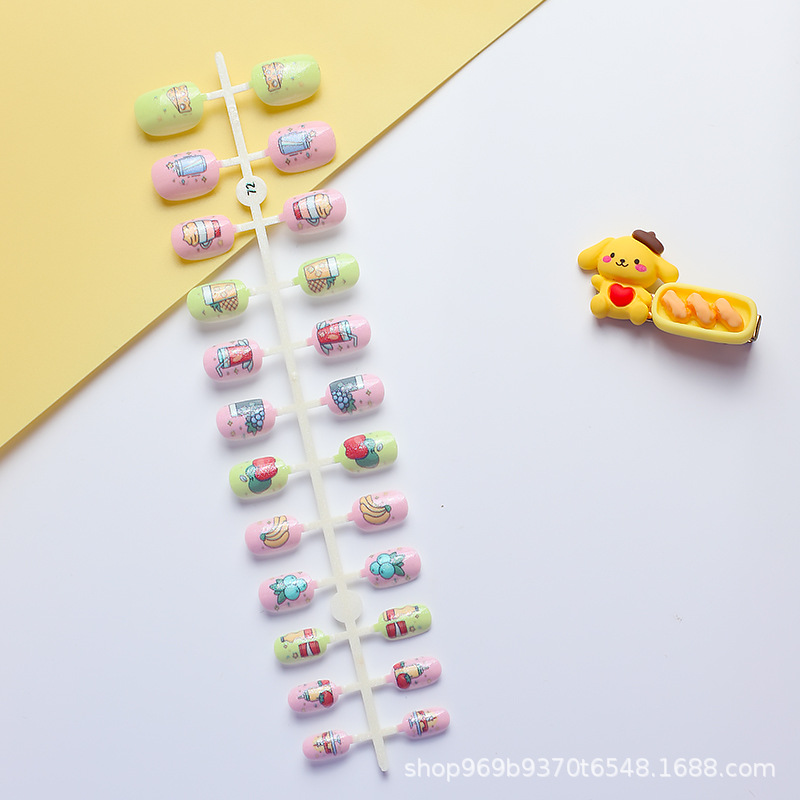Desmontable lindo de los niños uñas 24 piezas de uñas de belleza de uñas de los niños pieza de uñas falso parche de uñas para el comercio exterior