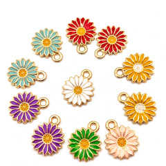 亜鉛合金多色ドロップオイルアクセサリー甘い小さな花デイジー花ペンダントアクセサリーDIYペンダントサンフラワー