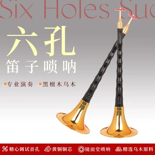 宏艺凤鸣专业黑檀木乌木唢呐6孔笛子全套乌木杆成人儿童初学者