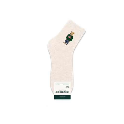 0Spring new men's short-waisted cotton socks cute cartoon bear short-tube Korean socks kiki spring and summer casual
