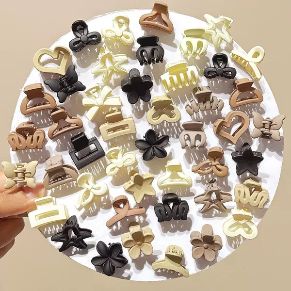 Cross-Border Popular Items in Coffee Color Tones: Mini Clips in Various Styles, Randomly Combined and Matched