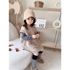 Women's Spring and Autumn New Lazy Large Pocket Style Unique Hooded Knit Thick Baby Cardigan Vest Korean Version Loose