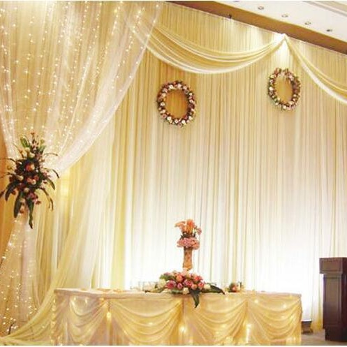 Bodas de seda de hielo perlada decoración del escenario de boda sala de bienvenida diseño de tela de fondo de champán tela de seda de hielo
