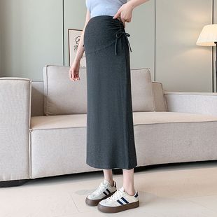 Pregnant Women's Skirt Fashionable Summer All-match High-grade High-grade Mid-length High-grade Pregnant Women's Trendy Mother's Age-reducing Abdomen-supporting Skirt